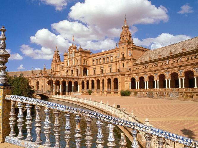 城市-西班牙图片,西班牙广场塞维利亚壁纸,石材尺量图,建筑背景,建材